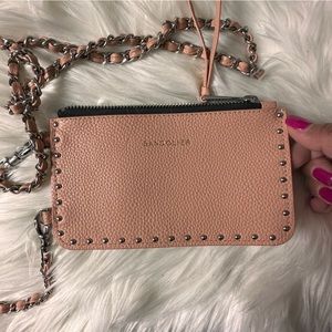 Bandolier Flat Pouch Classic Pouch in Peach Pink PYRAMID STUD POUCH & CHAIN